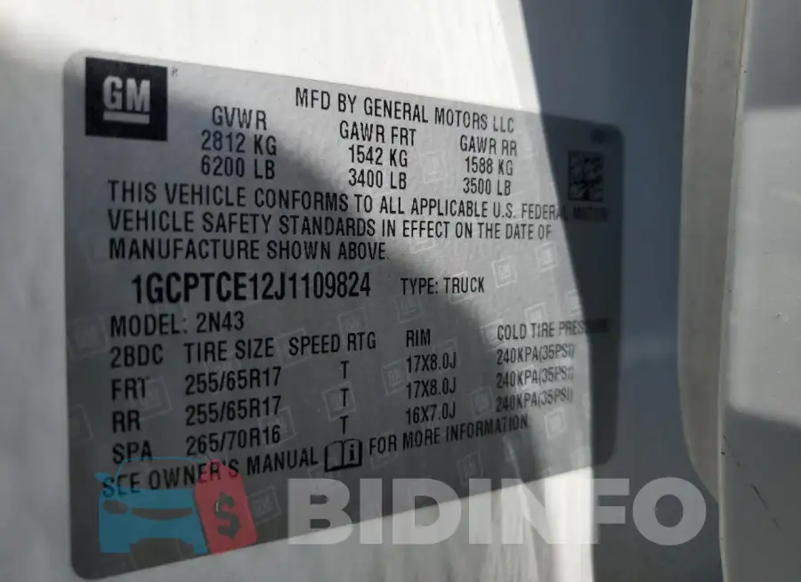 1GCPTCE12J1109824 Photo# 13