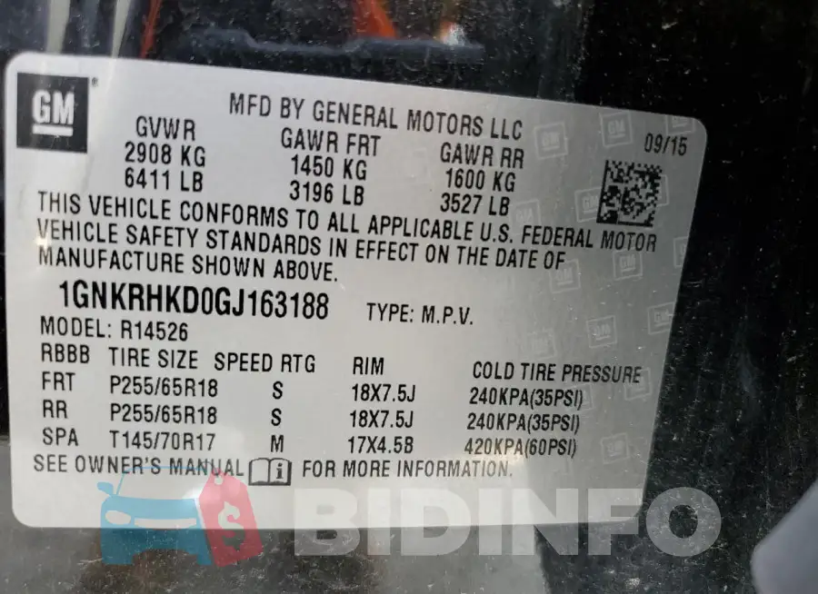 1GNKRHKD0GJ163188 Photo# 14
