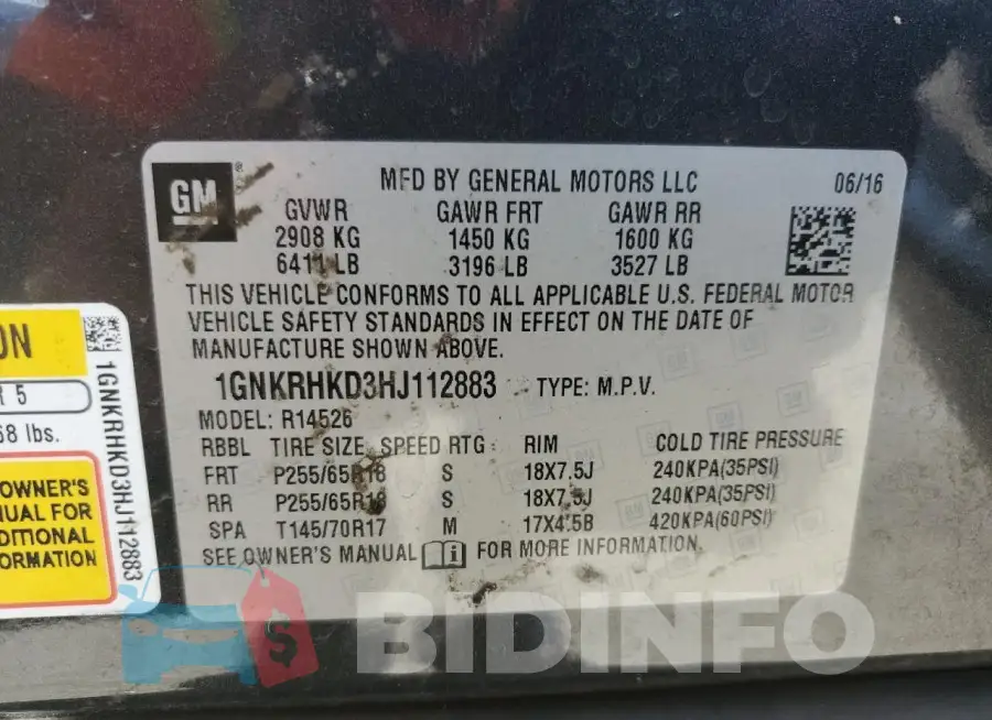 1GNKRHKD3HJ112883 Photo# 13