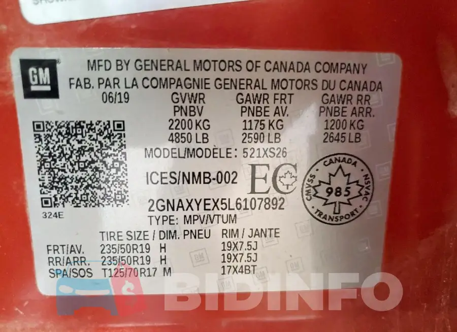 2GNAXYEX5L6107892 Photo# 13