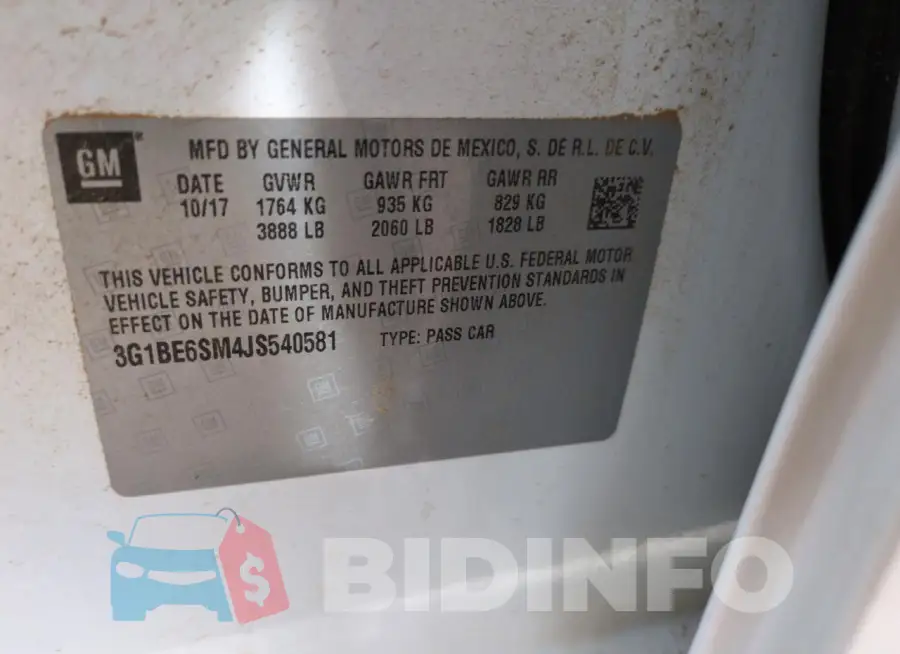 3G1BE6SM4JS540581 Photo# 12