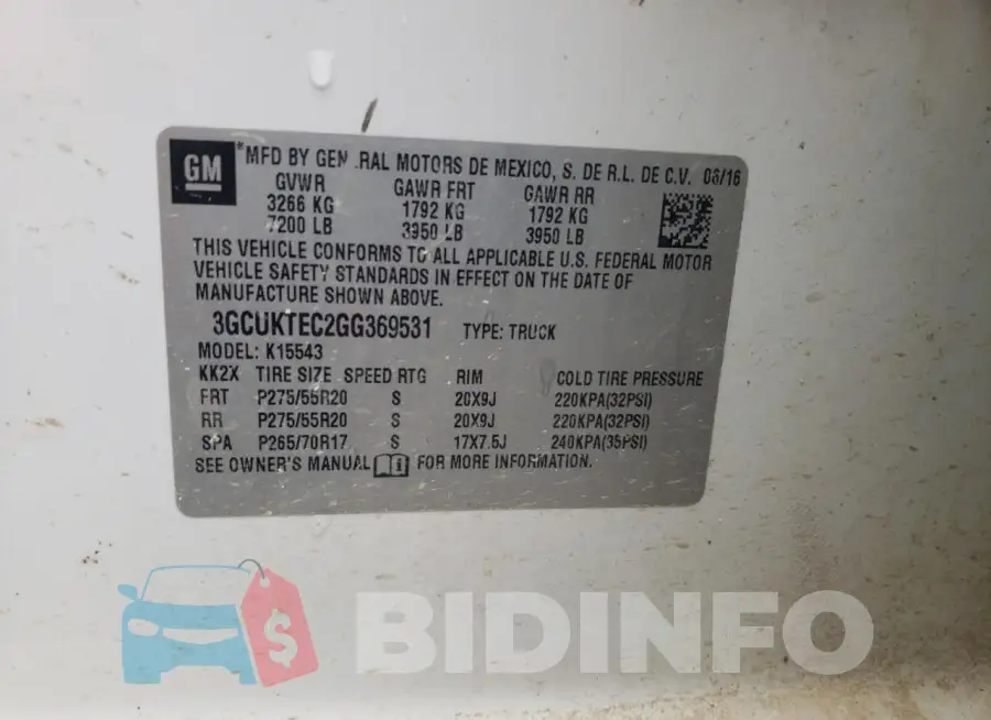 3GCUKTEC2GG369531 Photo# 13