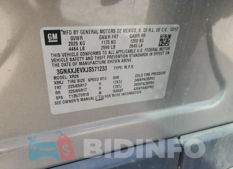 3GNAXJEVXJS571233 Photo# 14