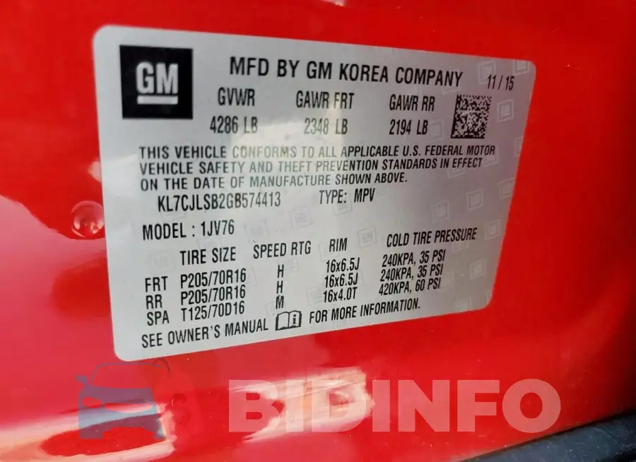 KL7CJLSB2GB574413 Photo# 12