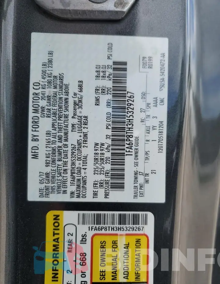 1FA6P8TH3H5329267 Photo# 12