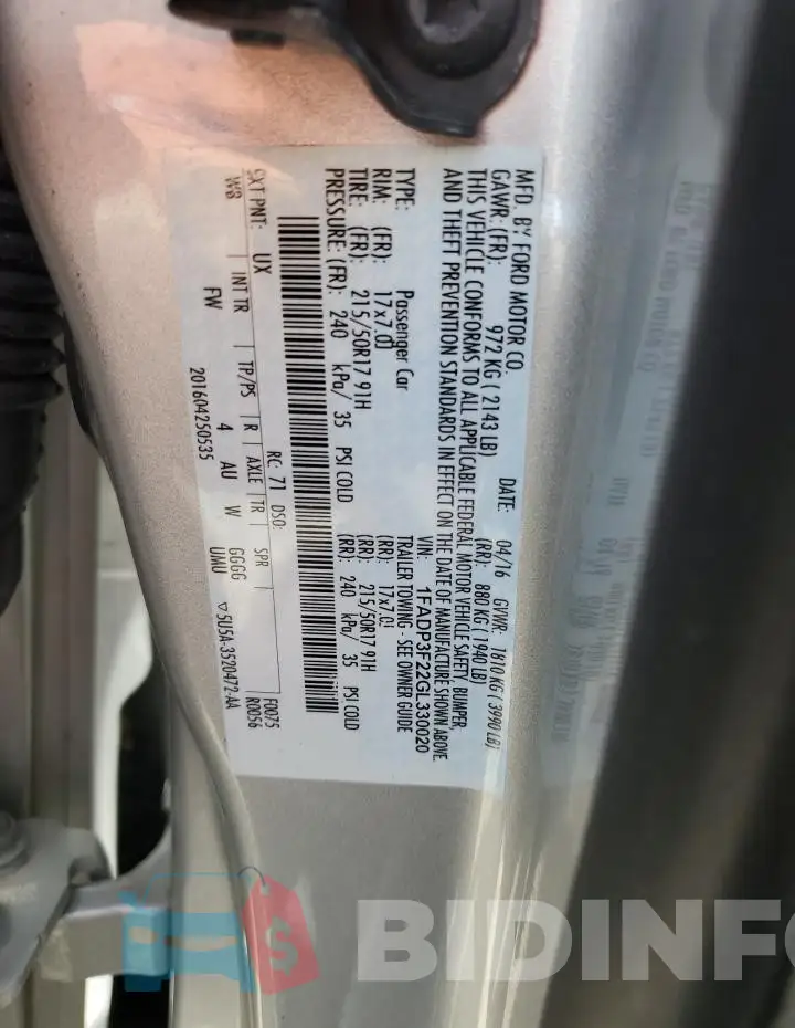 1FADP3F22GL330020 Photo# 13