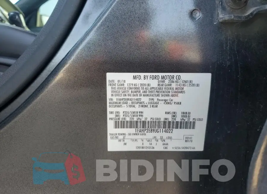 1FAHP2E89JG114022 Photo# 12