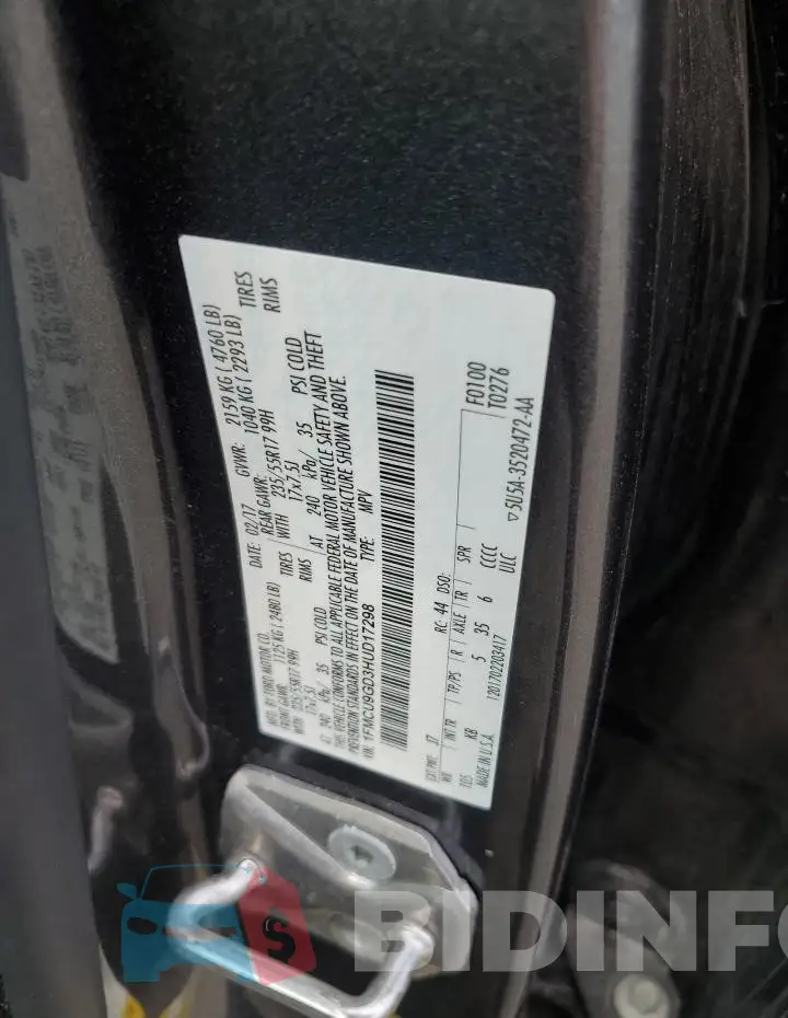 1FMCU9GD3HUD17298 Photo# 13