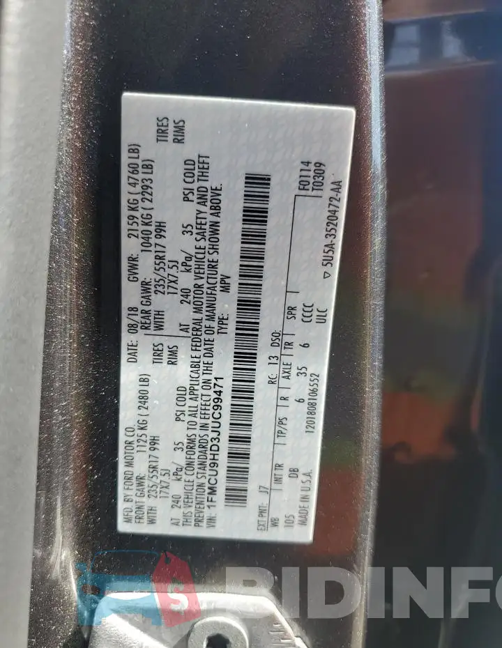 1FMCU9HD3JUC99471 Photo# 13
