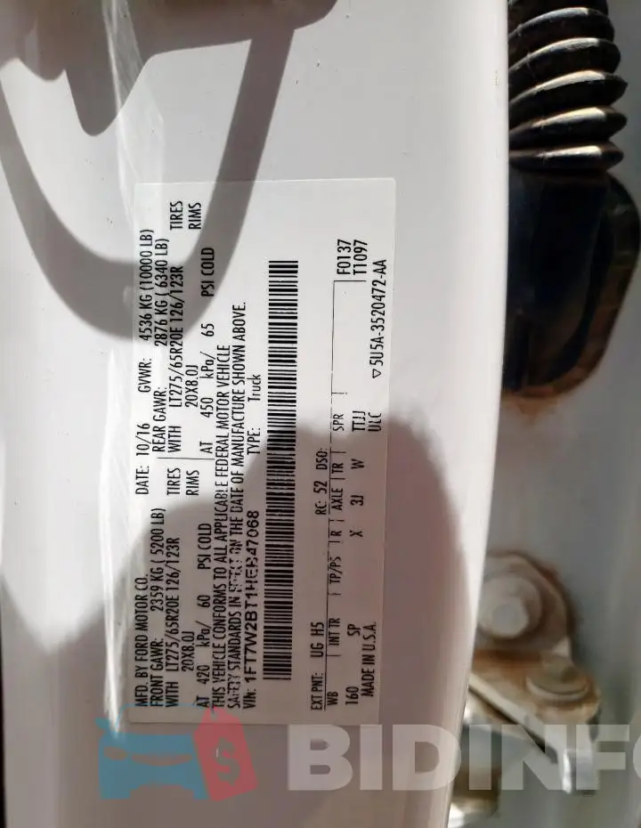 1FT7W2BT1HEB47068 Photo# 12