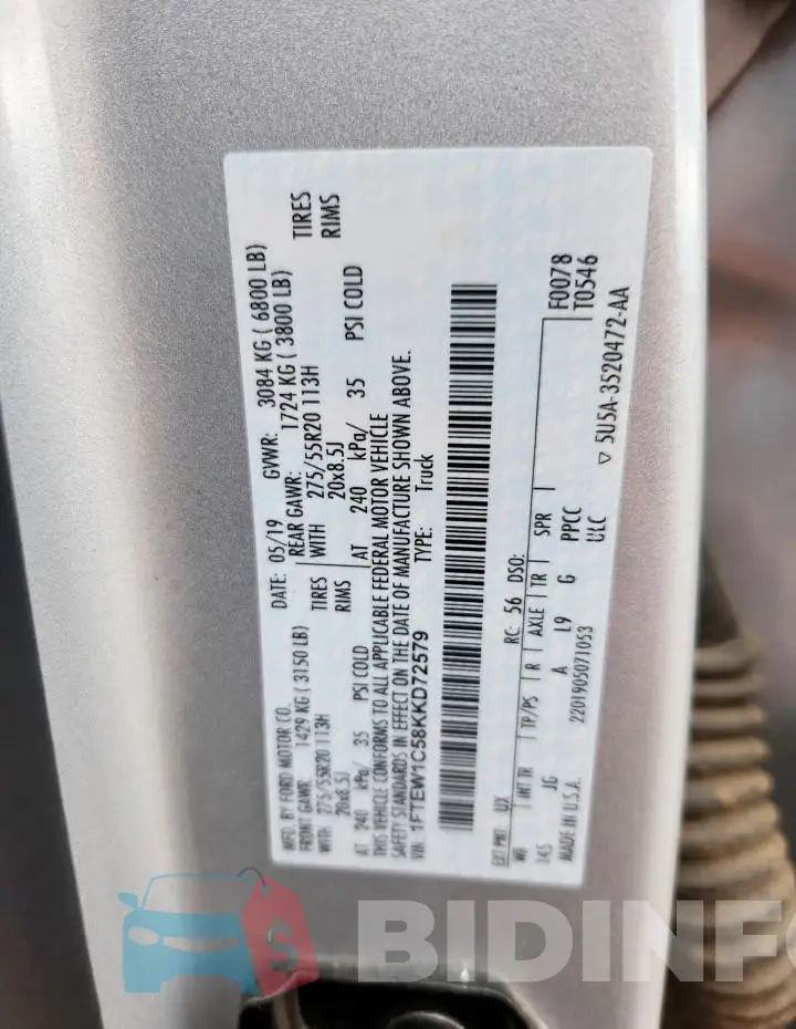 1FTEW1C58KKD72579 Photo# 12