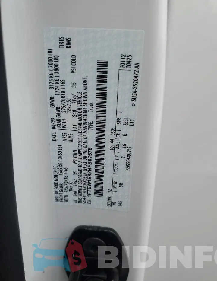 1FTEW1E82NFB07578 Photo# 12