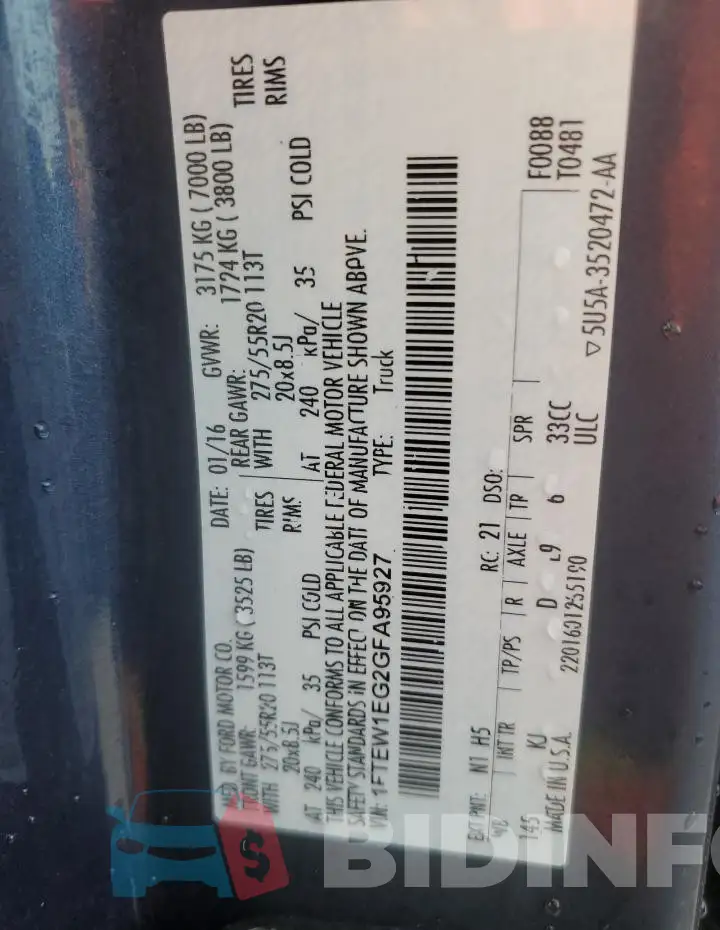 1FTEW1EG2GFA95927 Photo# 13