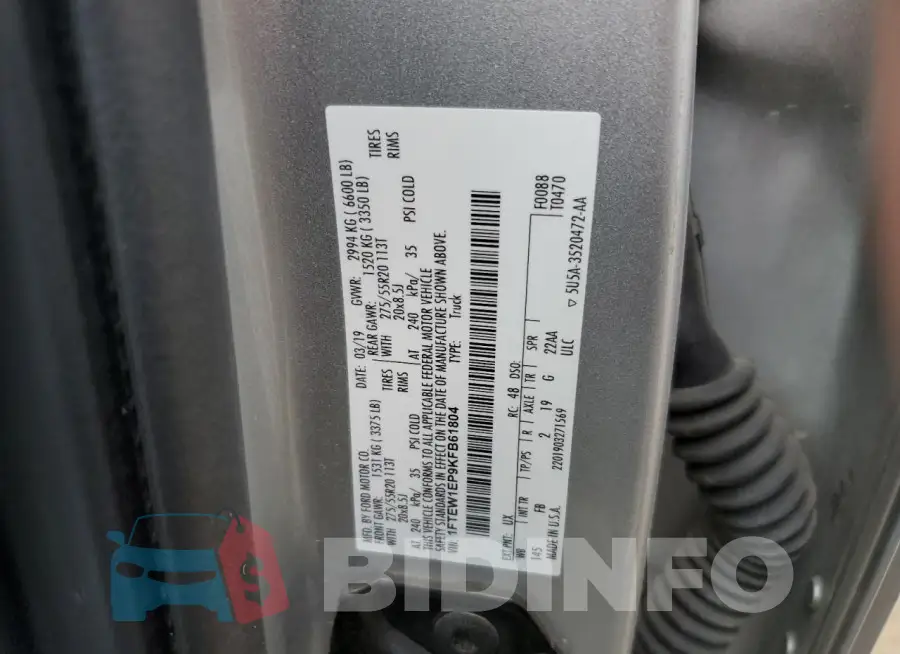 1FTEW1EP9KFB61804 Photo# 12