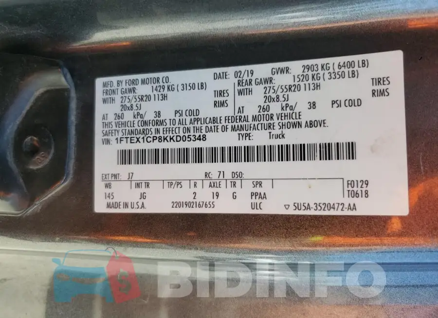 1FTEX1CP8KKD05348 Photo# 12