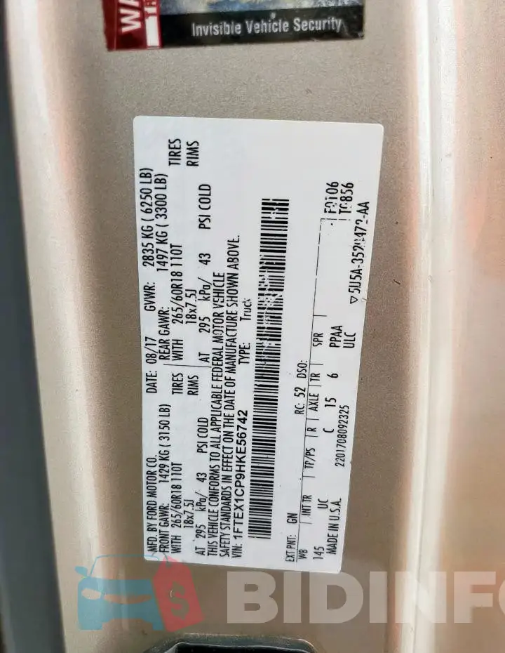1FTEX1CP9HKE56742 Photo# 12