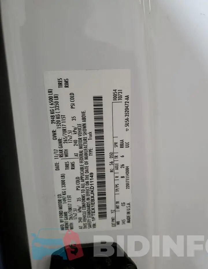 1FTEX1EBXJKD11149 Photo# 12