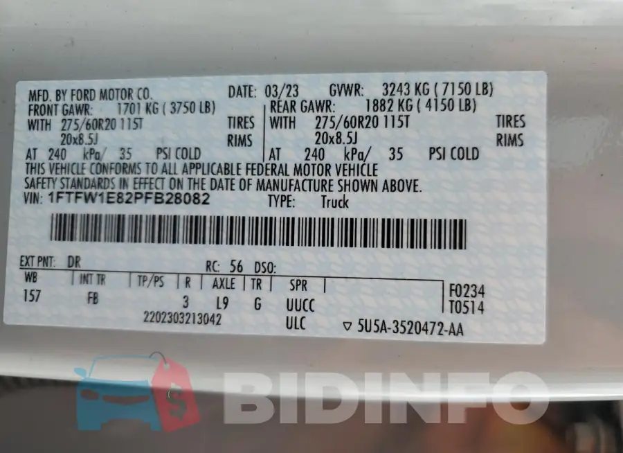 1FTFW1E82PFB28082 Photo# 12
