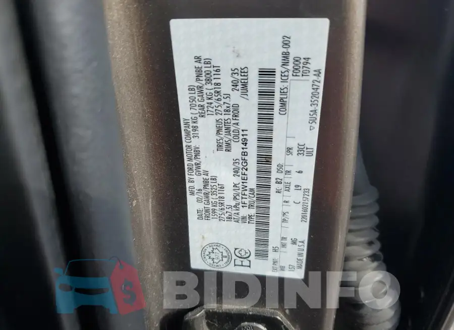 1FTFW1EF2GFB14911 Photo# 12