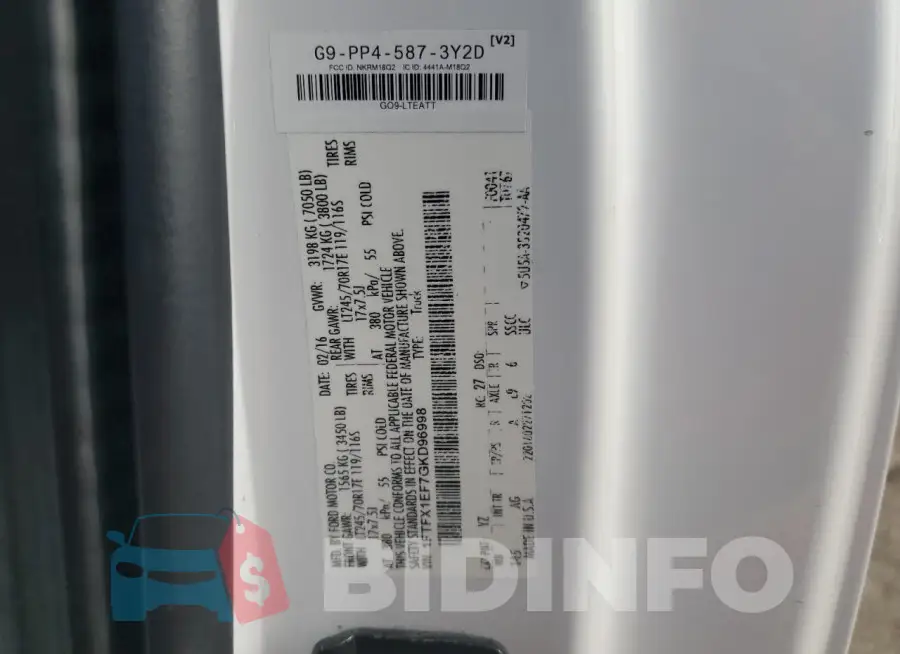 1FTFX1EF7GKD96998 Photo# 12