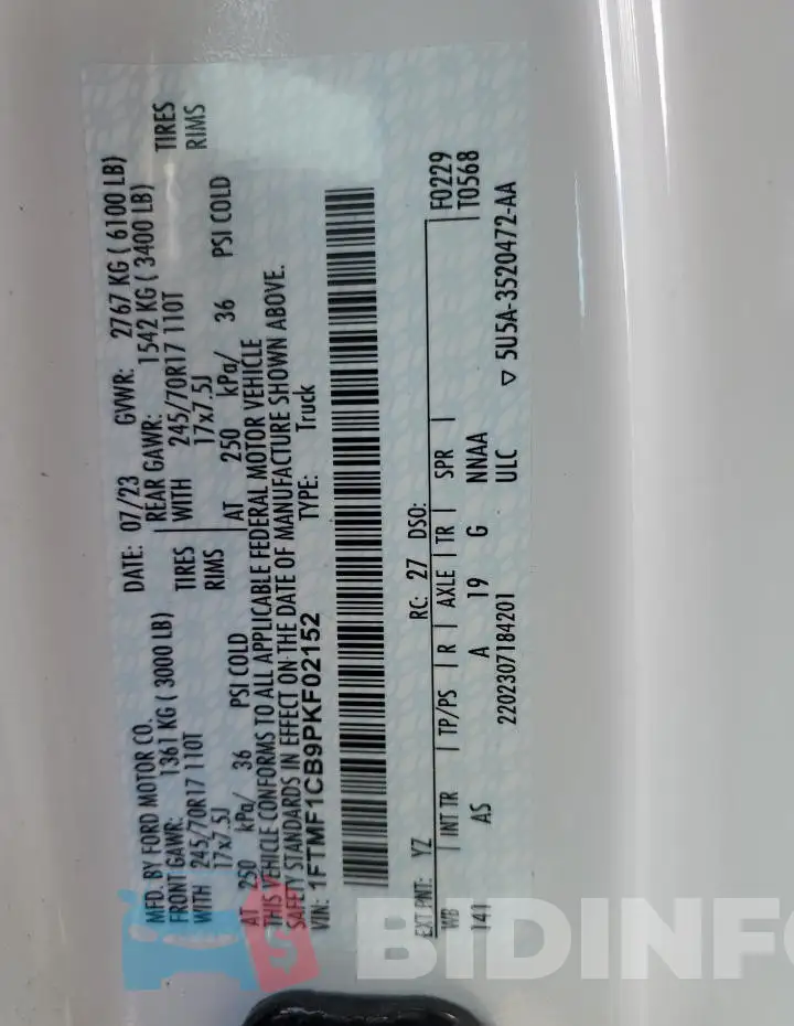 1FTMF1CB9PKF02152 Photo# 12