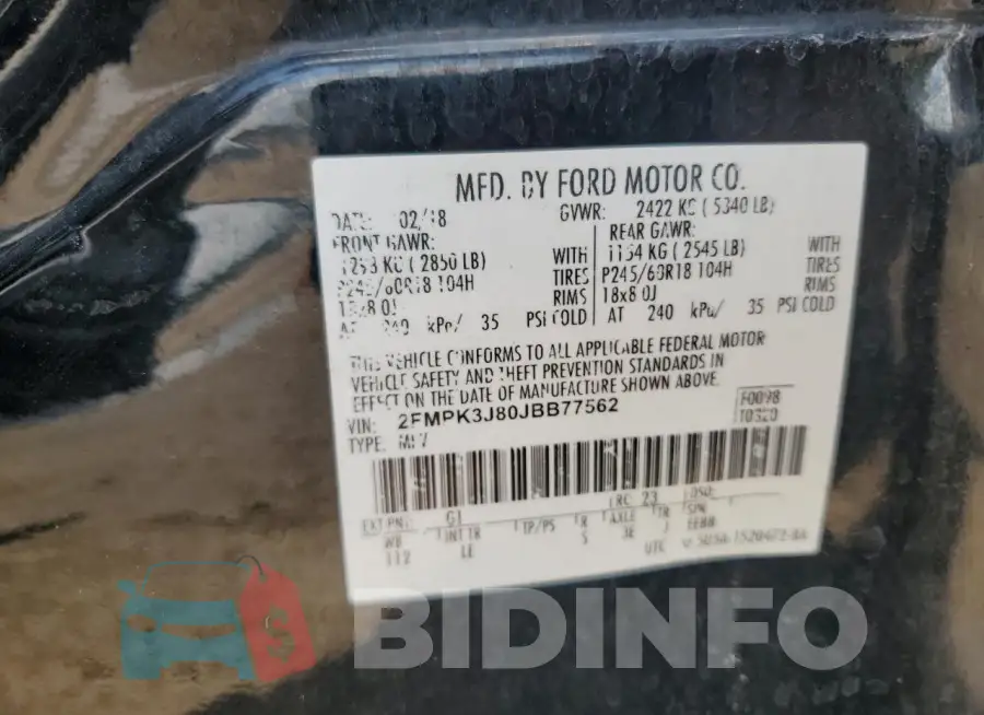 2FMPK3J80JBB77562 Photo# 14
