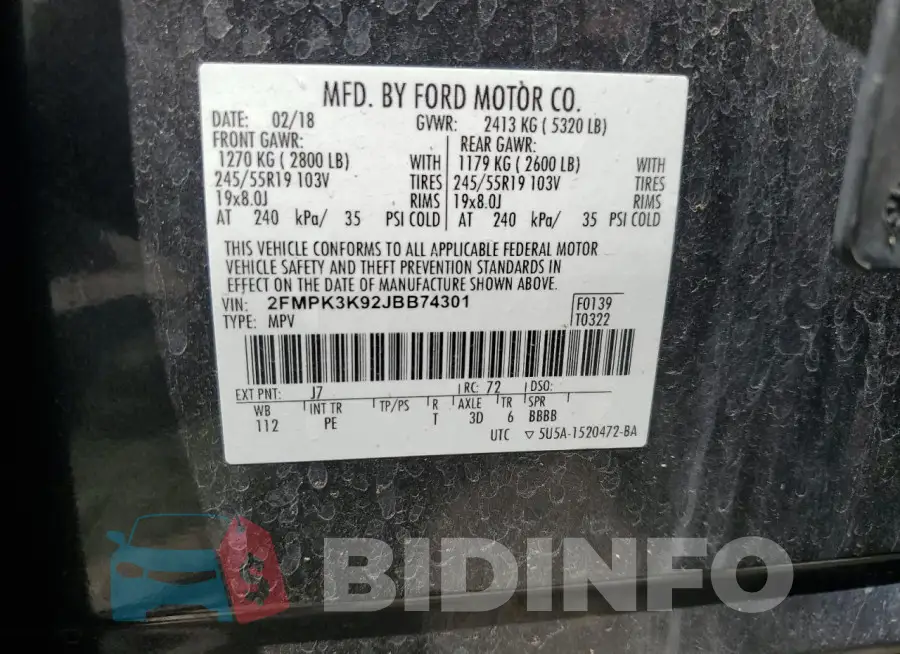 2FMPK3K92JBB74301 Photo# 13