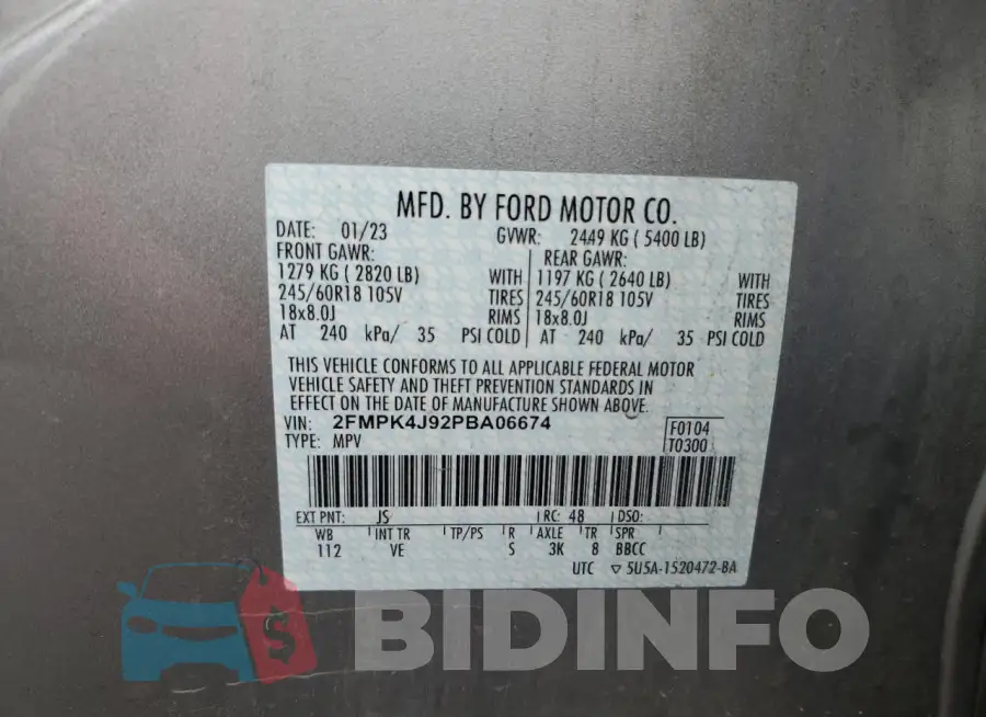 2FMPK4J92PBA06674 Photo# 13