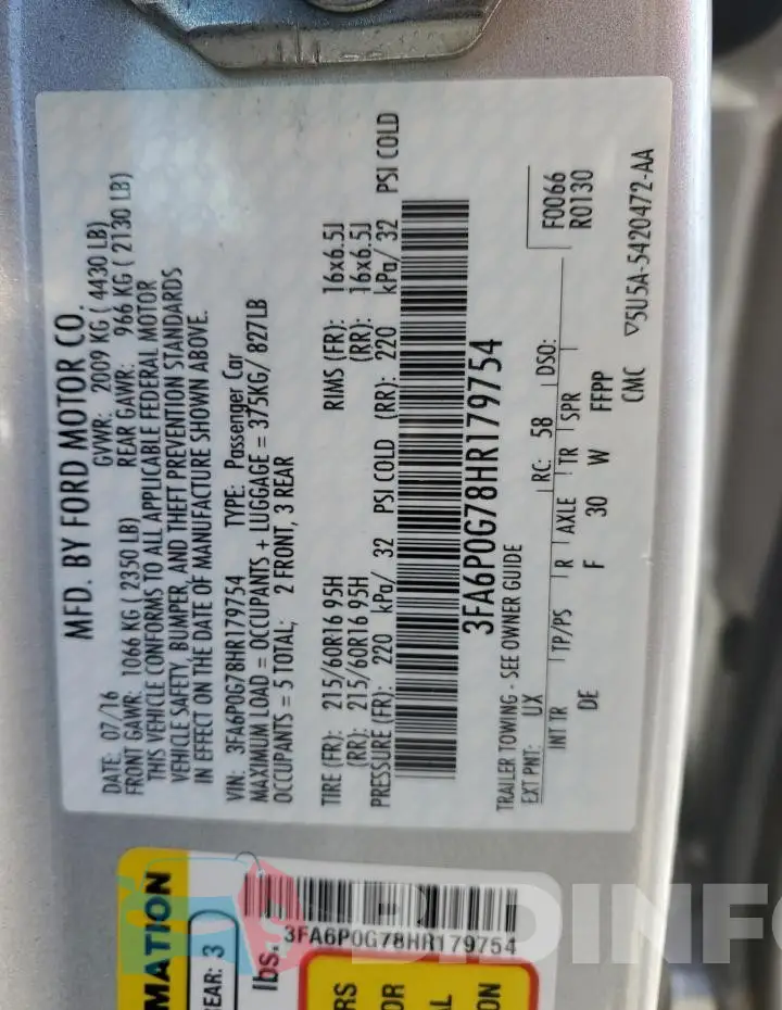 3FA6P0G78HR179754 Photo# 12