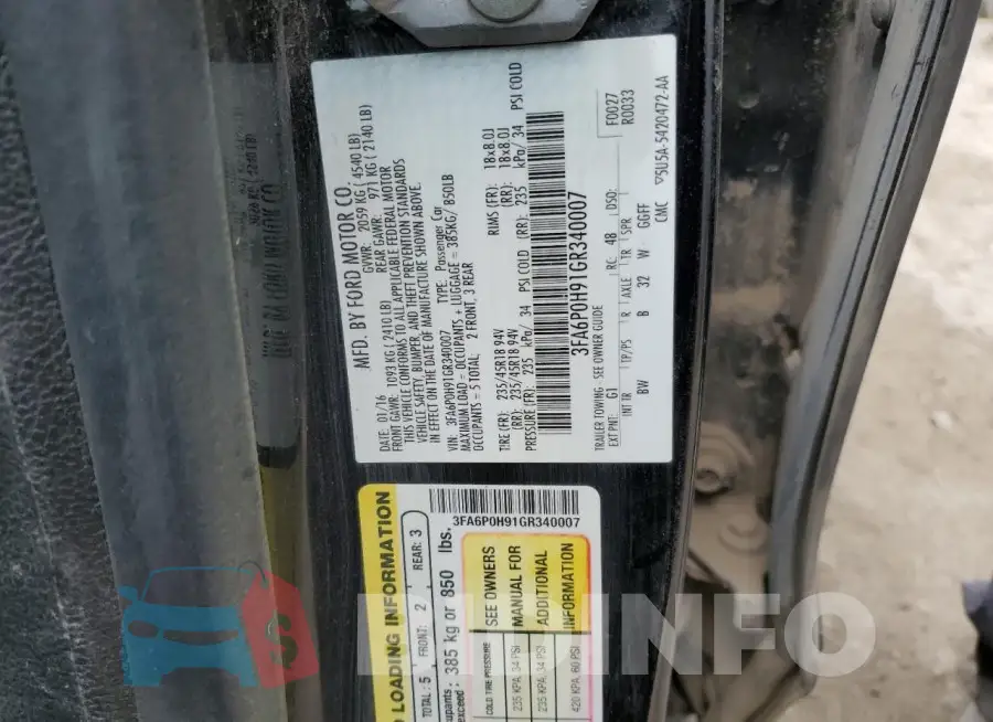 3FA6P0H91GR340007 Photo# 12