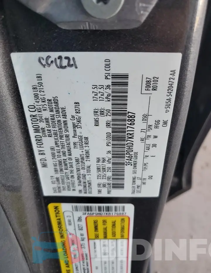 3FA6P0HD7KR176887 Photo# 12