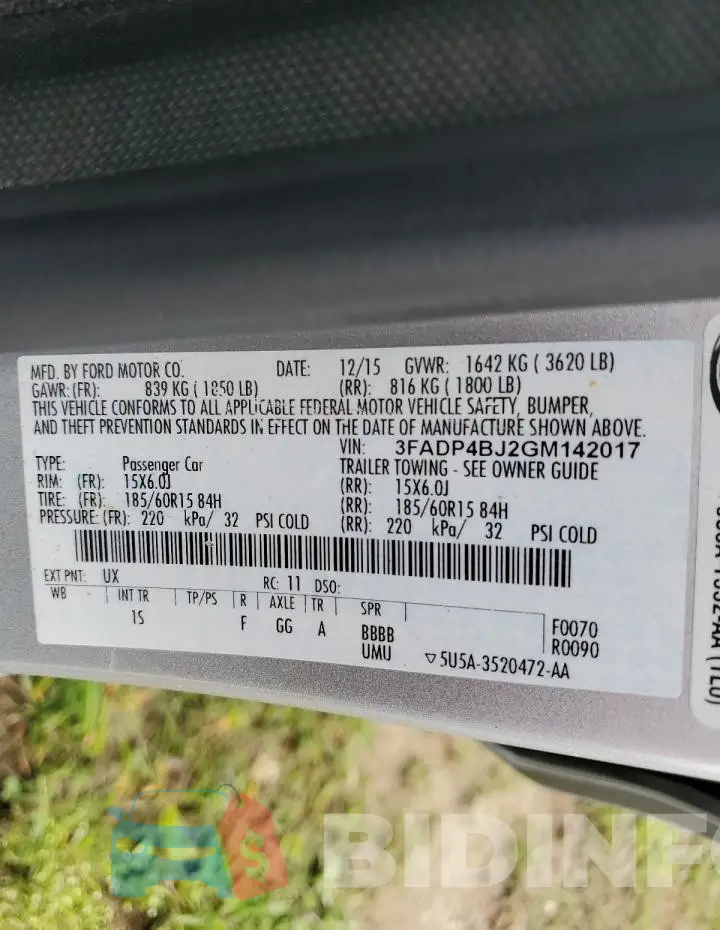 3FADP4BJ2GM142017 Photo# 10