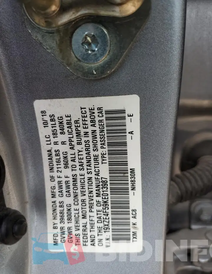 19XZE4F59KE013987 Photo# 12