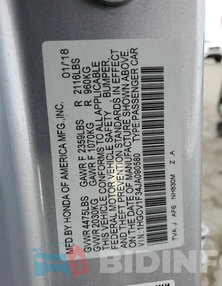 1HGCV1F34JA090580 Photo# 12