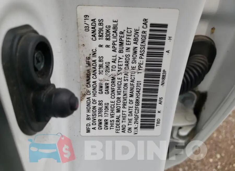 2HGFC2F68KH542701 Photo# 13