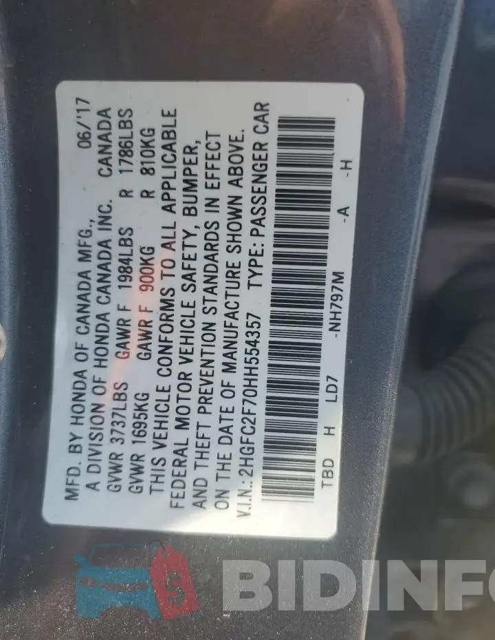 2HGFC2F70HH554357 Photo# 13
