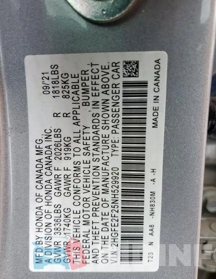 2HGFE2F25NH529920 Photo# 12
