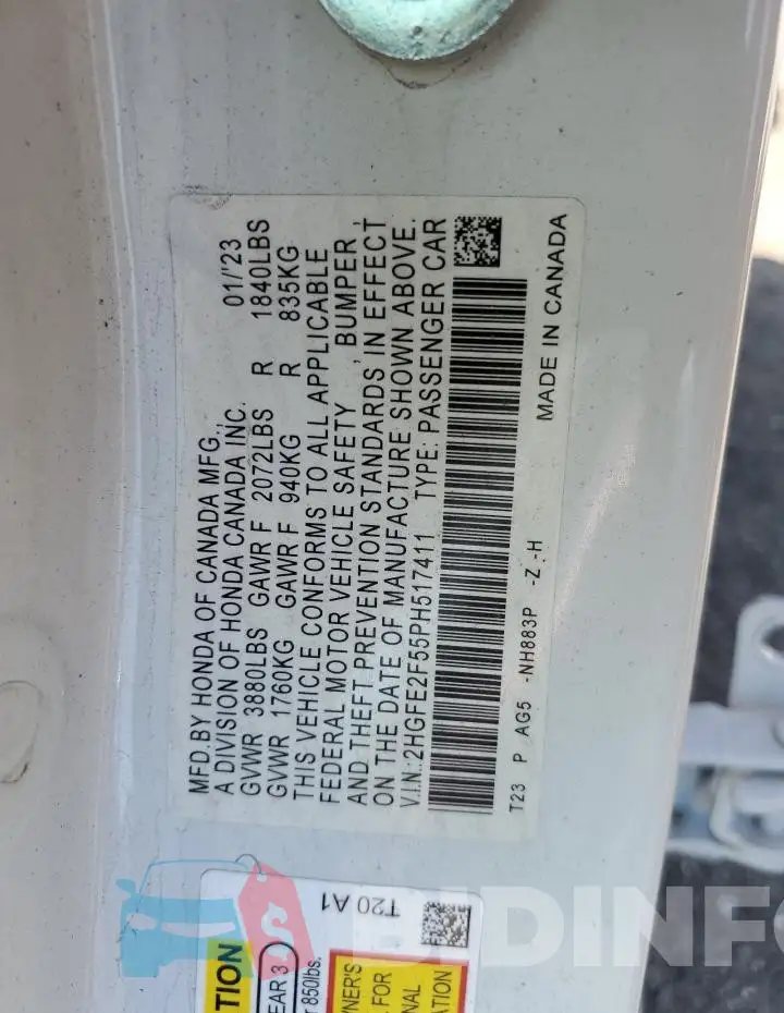 2HGFE2F55PH517411 Photo# 13