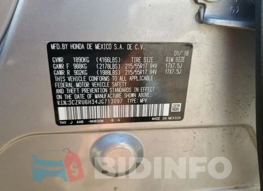 3CZRU6H34JG713097 Photo# 12