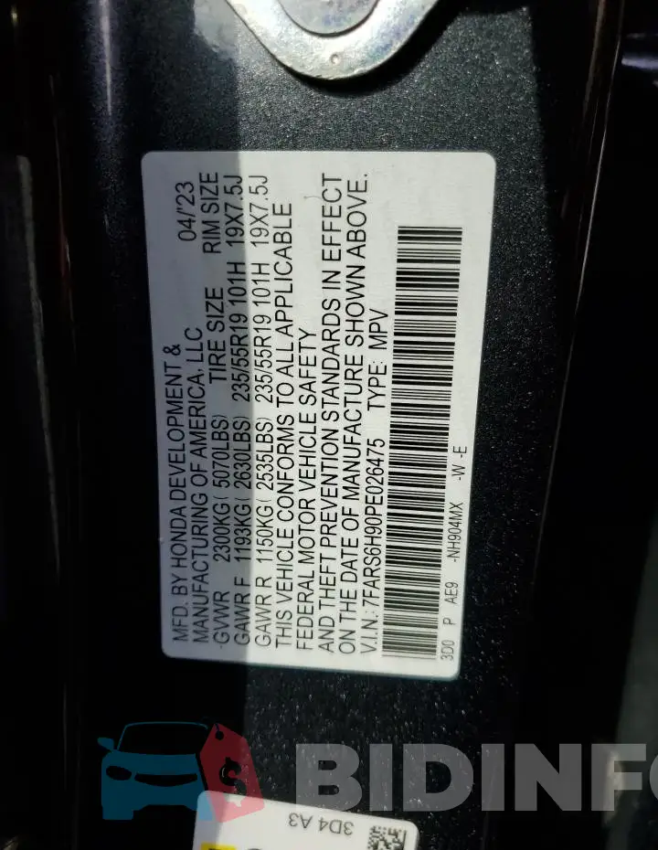 7FARS6H90PE026475 Photo# 13