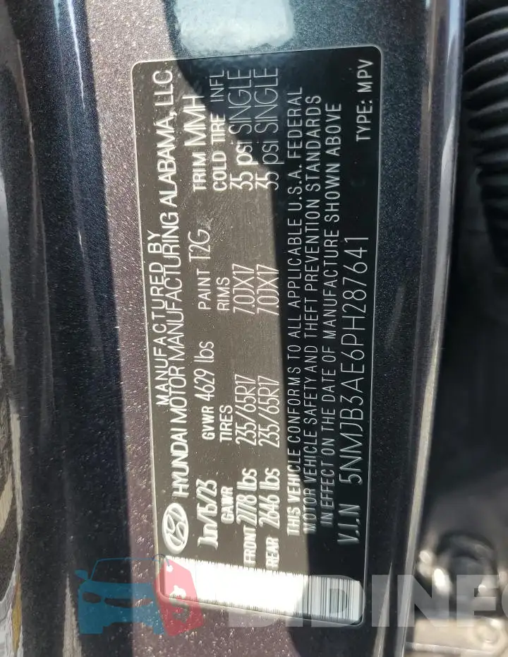 5NMJB3AE6PH287641 Photo# 14
