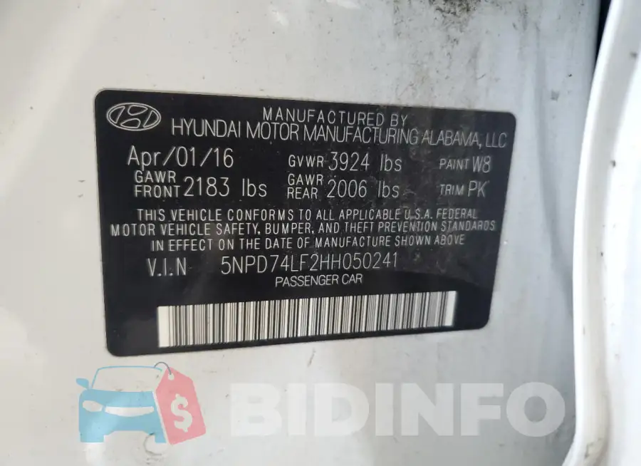 5NPD74LF2HH050241 Photo# 12