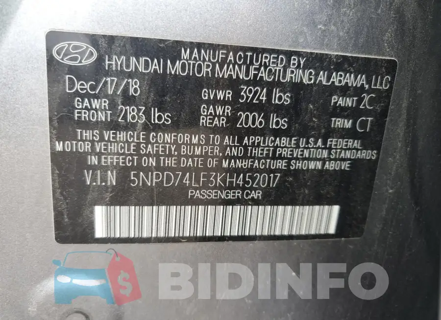 5NPD74LF3KH452017 Photo# 12