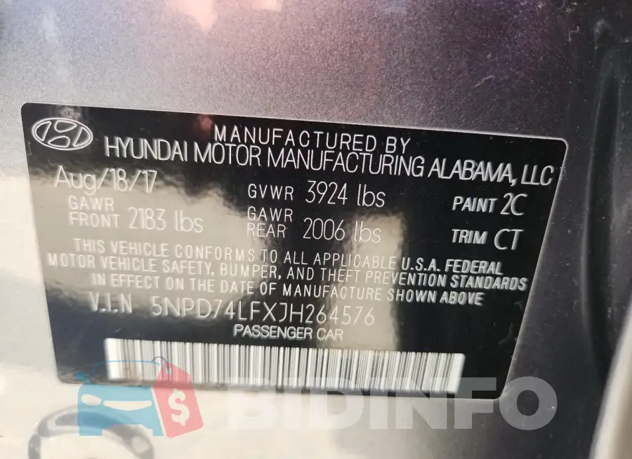 5NPD74LFXJH264576 Photo# 12