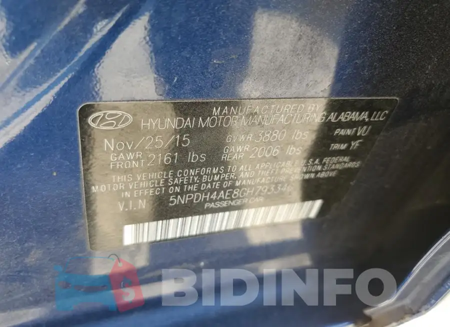 5NPDH4AE8GH793346 Photo# 12