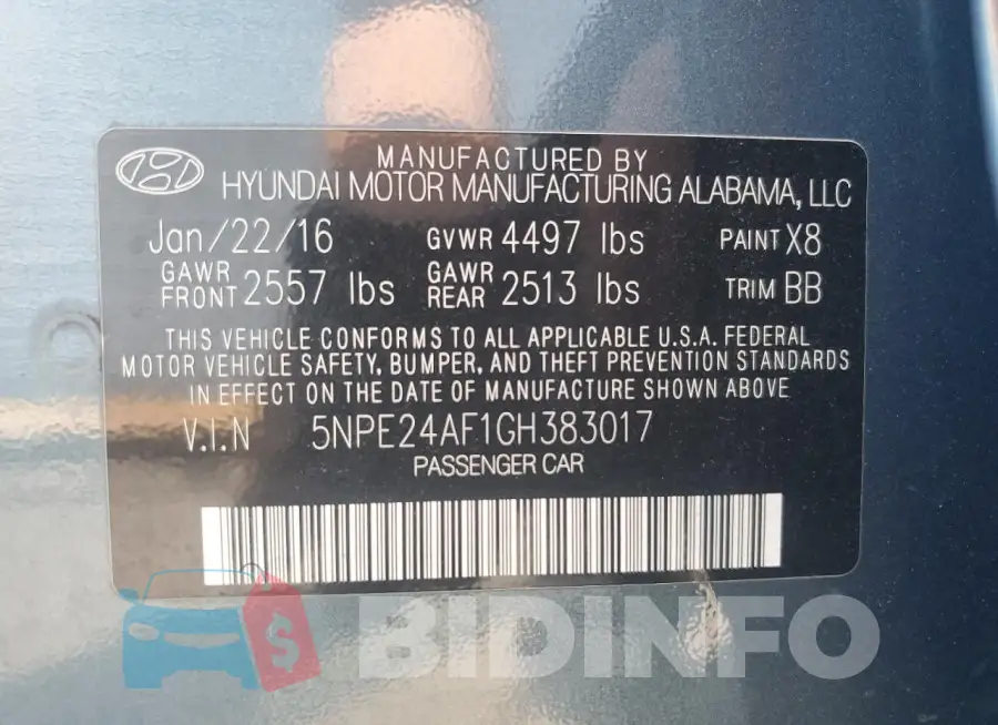 5NPE24AF1GH383017 Photo# 12