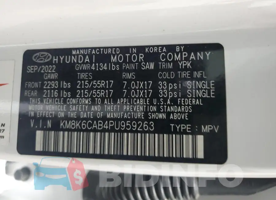 KM8K6CAB4PU959263 Photo# 13