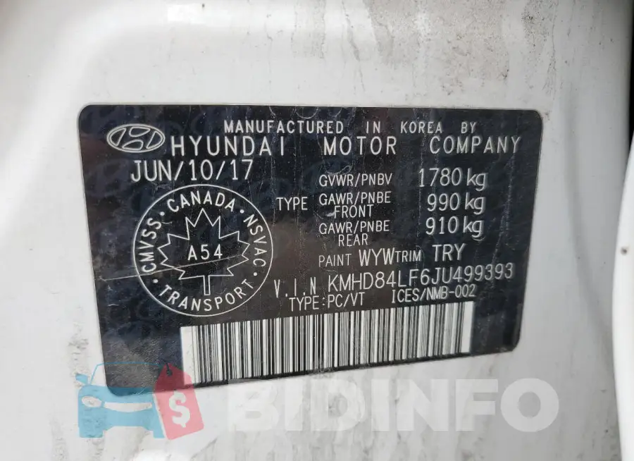 KMHD84LF6JU499393 Photo# 12