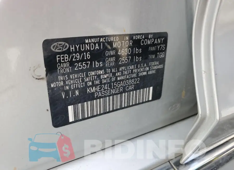 KMHE24L15GA038822 Photo# 12