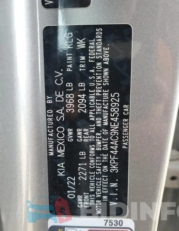 3KPF44AC9NE458925 Photo# 13